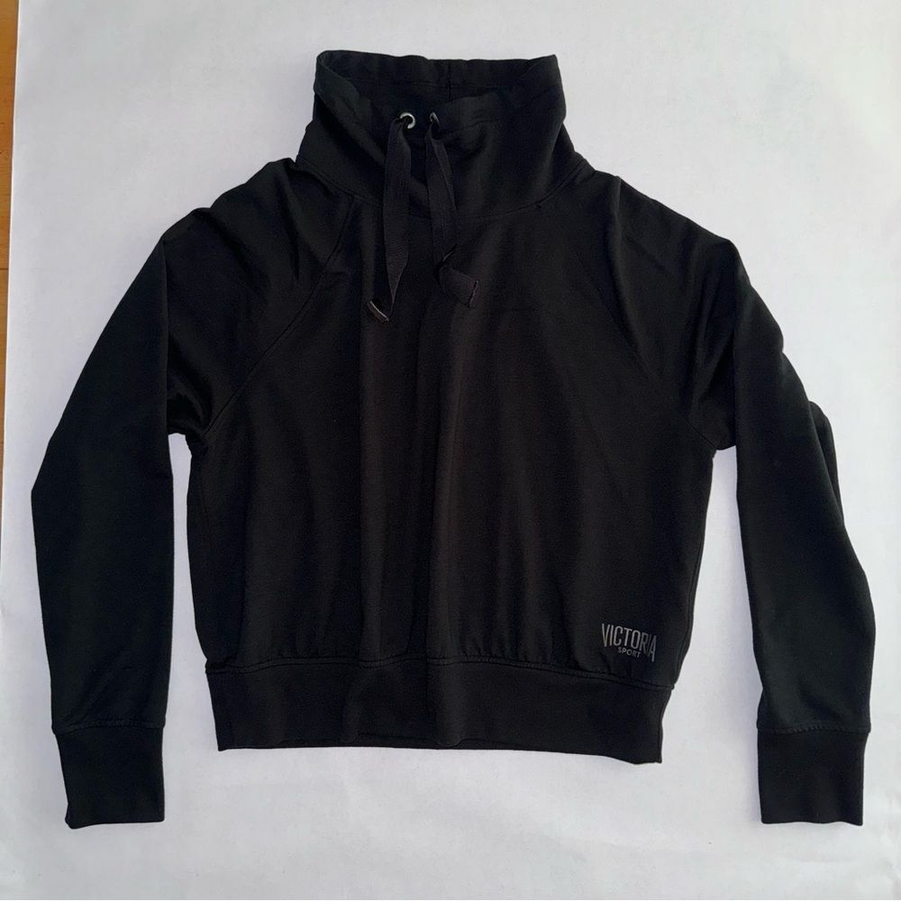 Victoria Secret Sport Cowl Neck Black Pullover Large long sleeve
